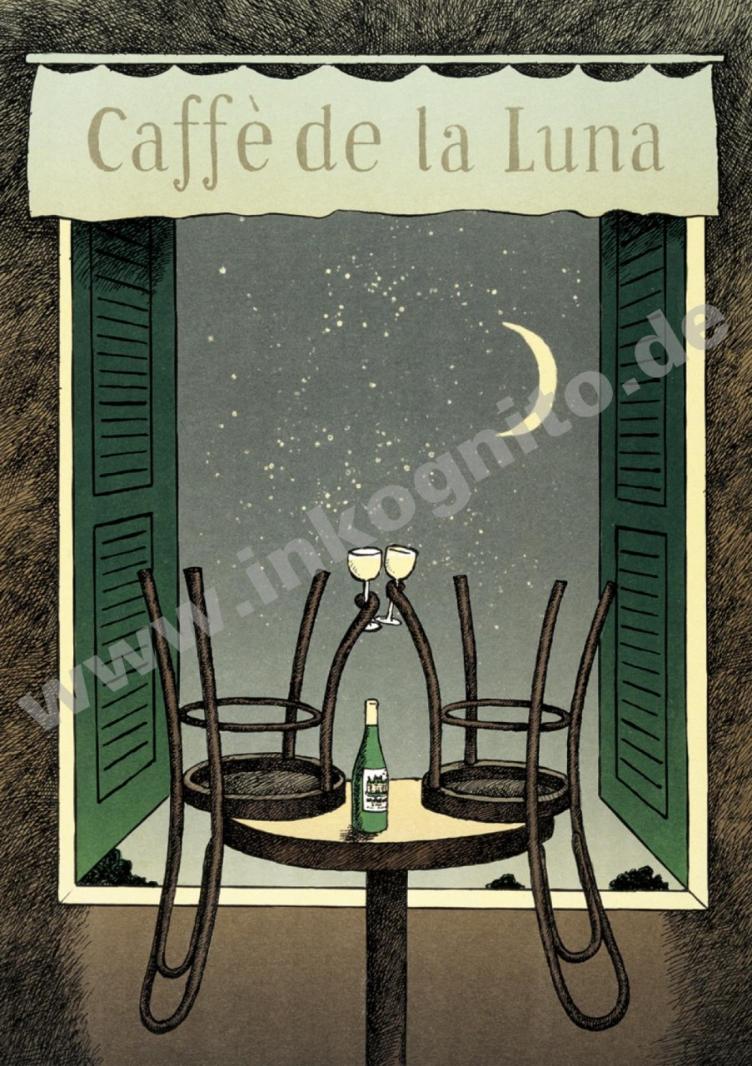 A5 carte postale Caffe de la luna