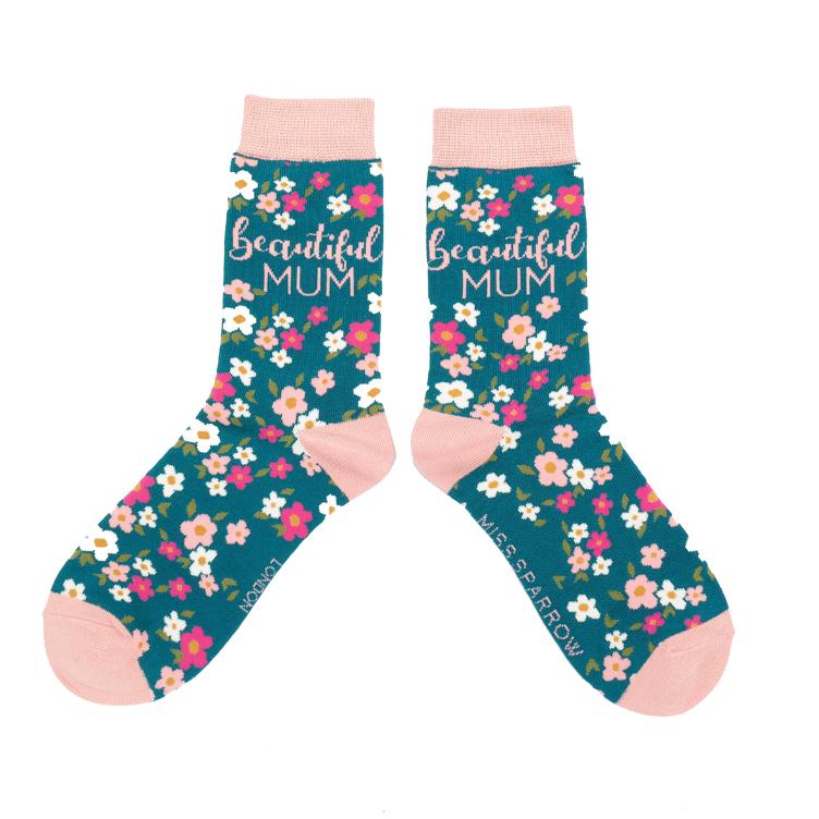 36 - 40 Beautiful Mum Socks Teal