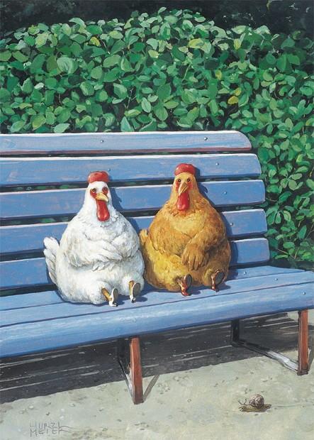 A5 carte postale poules