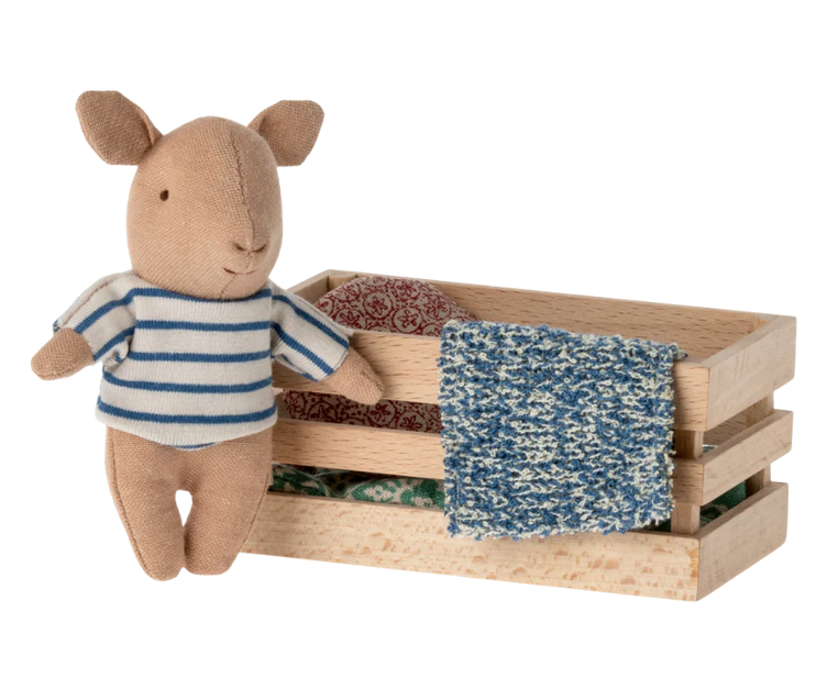 Schwein in Box, Baby - blau