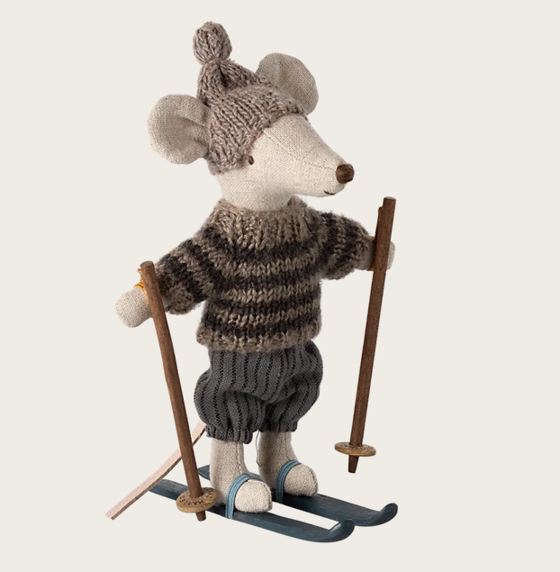 Wintermaus mit Skiset, Großer Bruder - Grau