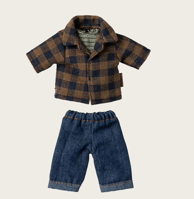 Braun kariertes Hemd und Hose, Papa Maus