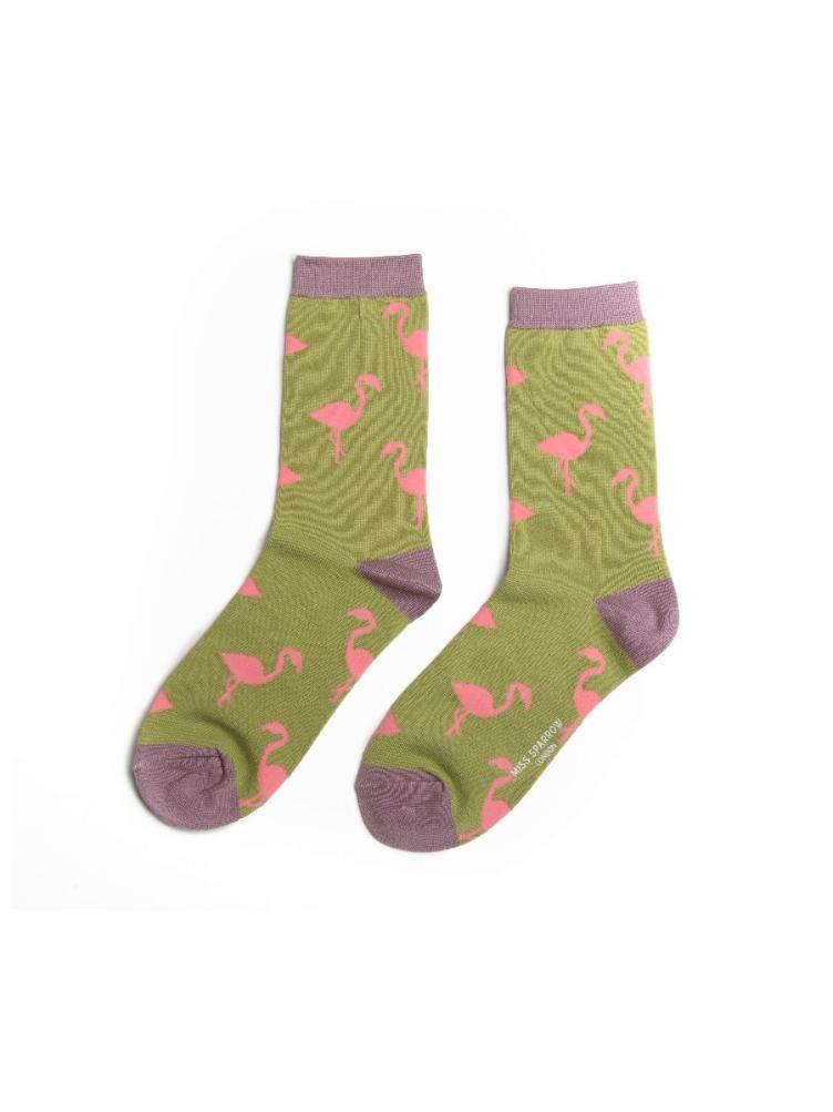 Flamingo Socks Green