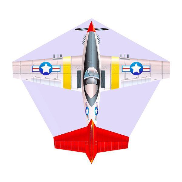 Mini Mylar Kites Flugzeug P51 grau/silber