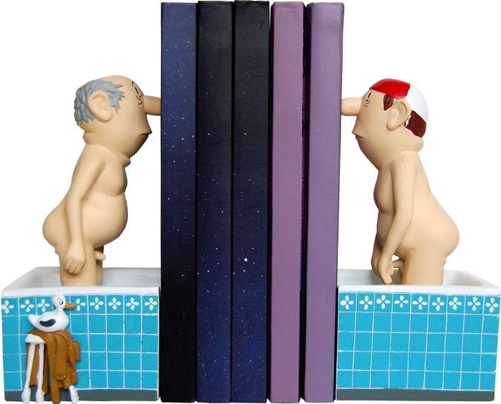 Loriot Buchstütze `Herren im Bad` (Paar)