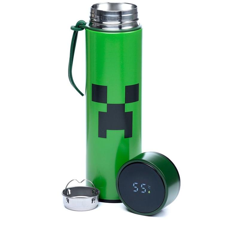 Minecraft Creeper Thermo Trinkflasche mit Digital Thermometer