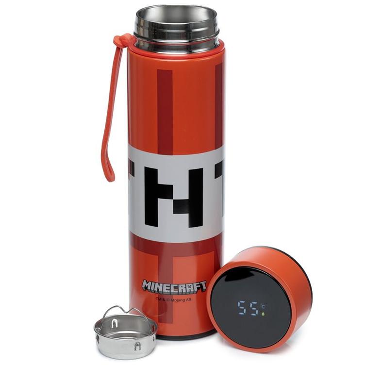 Minecraft TNT Thermo Trinkflasche mit Digital Thermometer