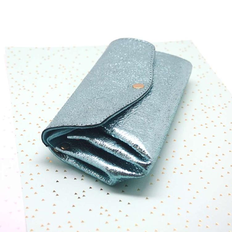 Portefeuille Bubble métallisé 2 rabats mini