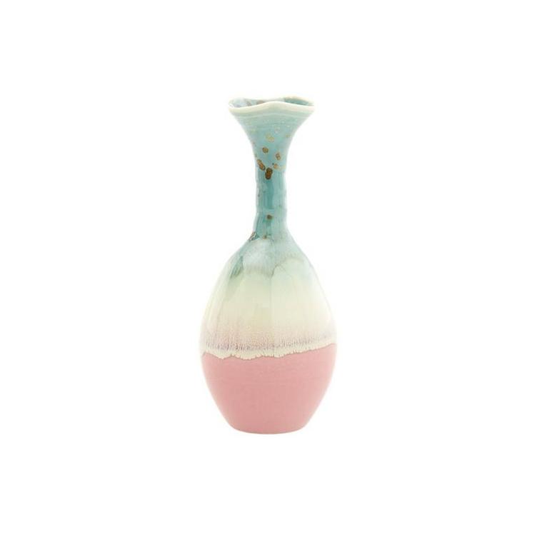 Keramikvase - Gradientenfarben - Grün, Creme und Rosa