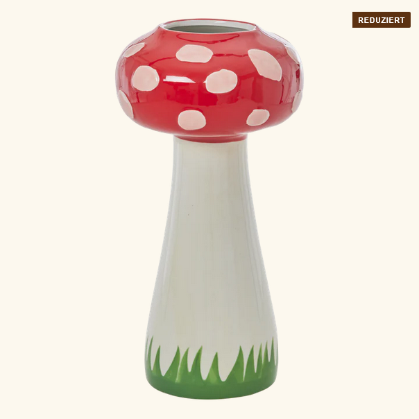 Grosse Pilz Keramik Vase - Rot