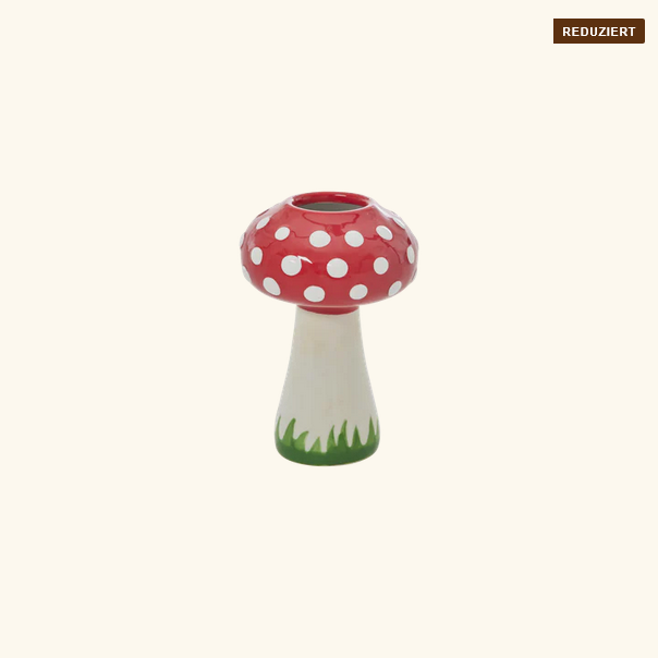Kleine Pilz Keramik Vase - Rot