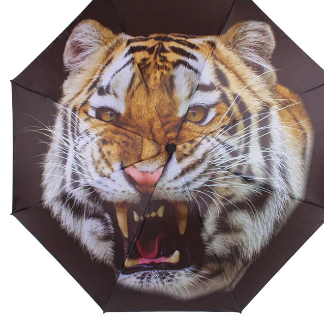 Umgekehrter Falt-Regenschirm Tiger