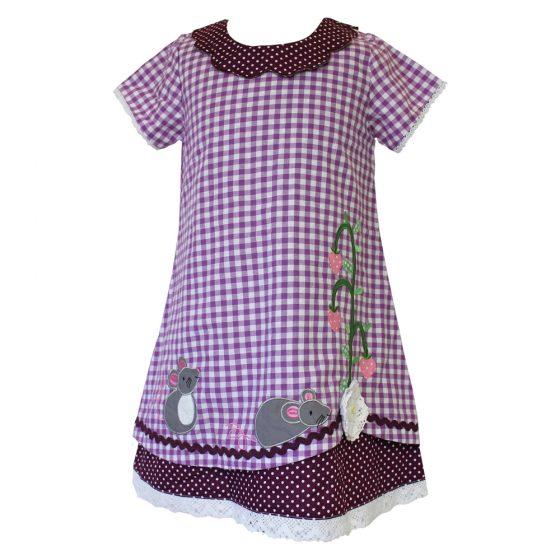 Lila Vichy Maus-Kleid 2-3 Jahre