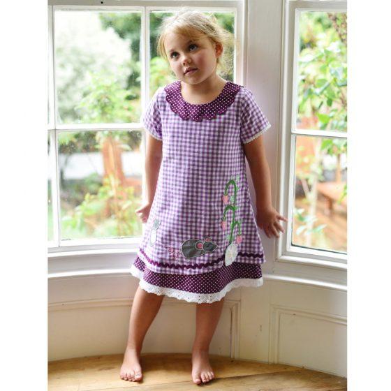 Lila Vichy Maus-Kleid 4-5 Jahre