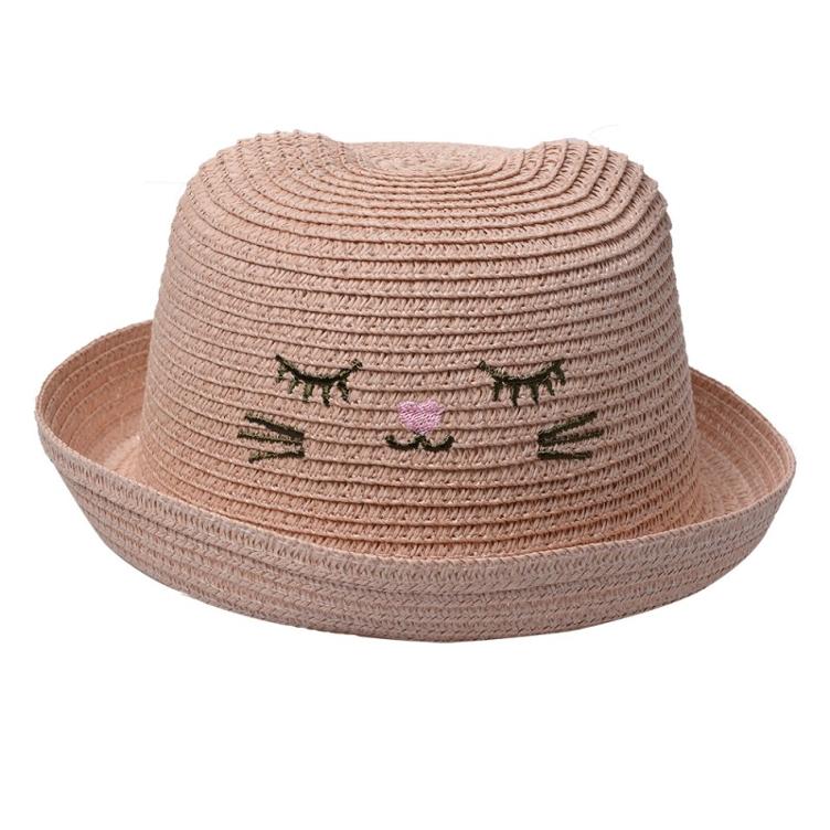 Kinder-Strohhut Katze pink