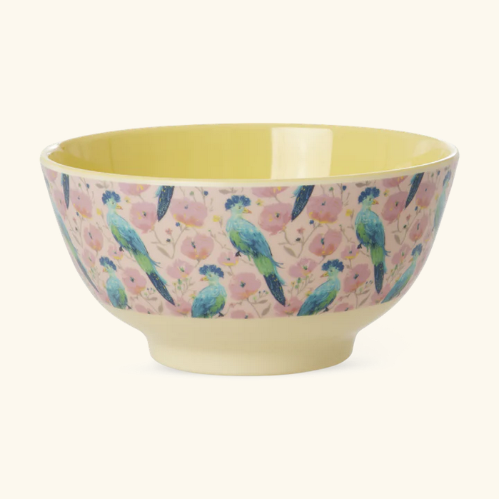 Mittelgrosse Schüssel - Hellrosa - Exotic Bird Print