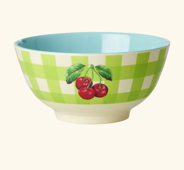 Mittelgroße Schüssel - Grün - Love Therapy Cherry Print