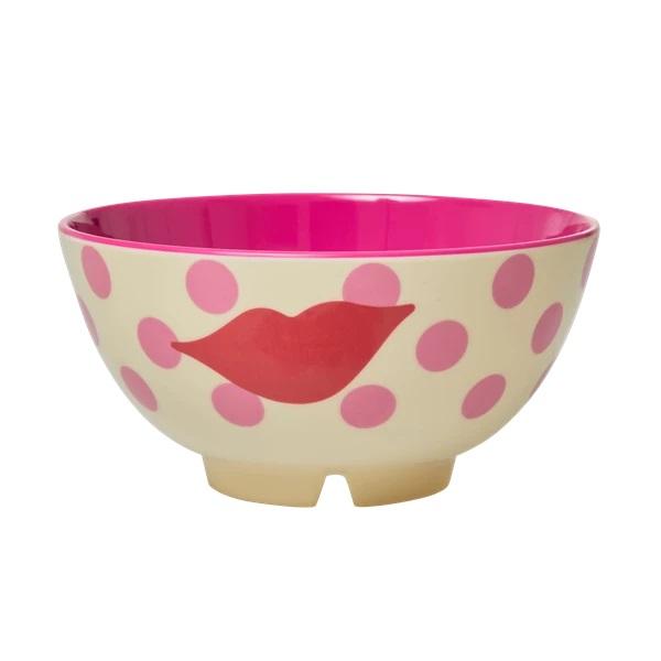 SMALL MELAMINE BOWL - CREAM - KISS PRINT