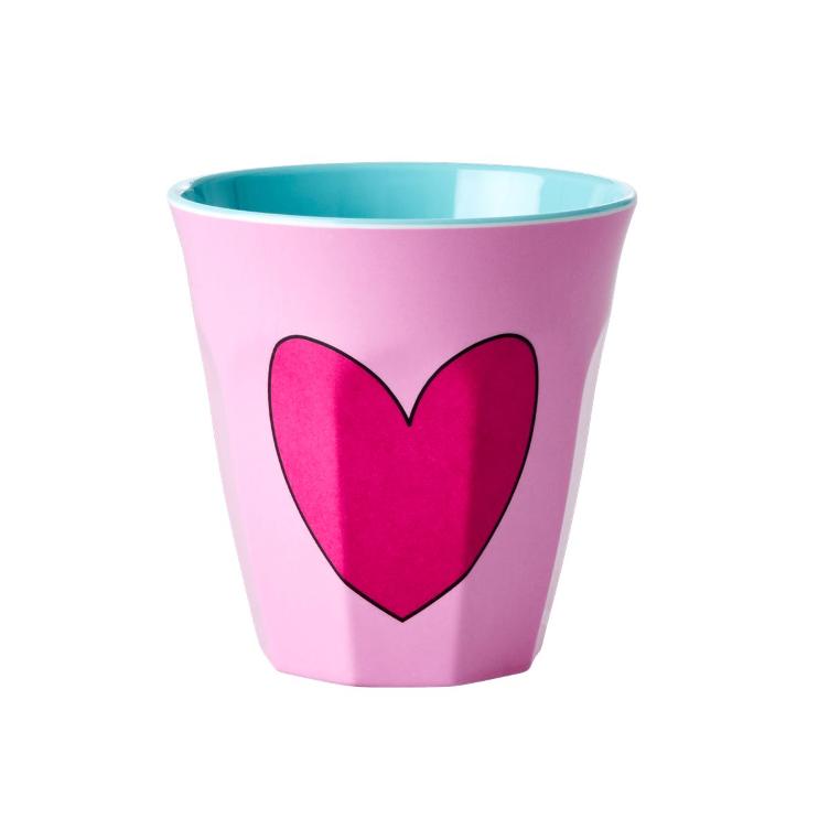 Tasse en mélamine avec cœur - rose - moyen