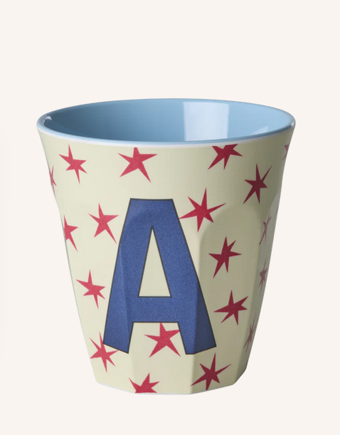 Tasse à lettres de taille moyenne - Crème - A - Étoiles
