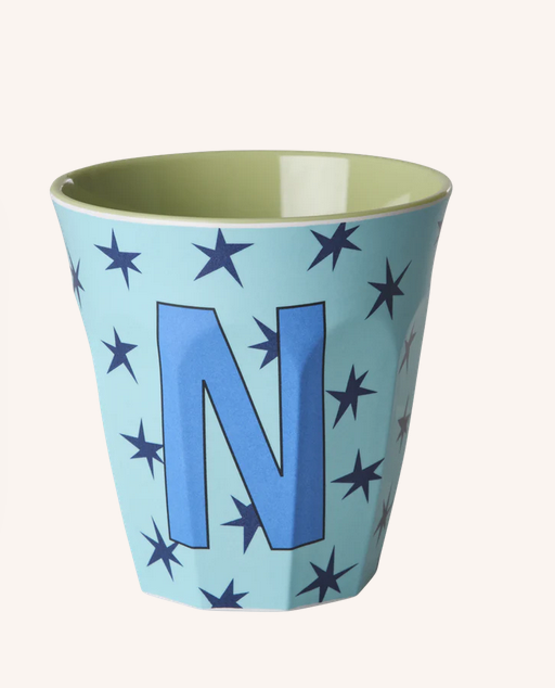 Tasse à lettres de taille moyenne - Bleu clair - N - Étoiles