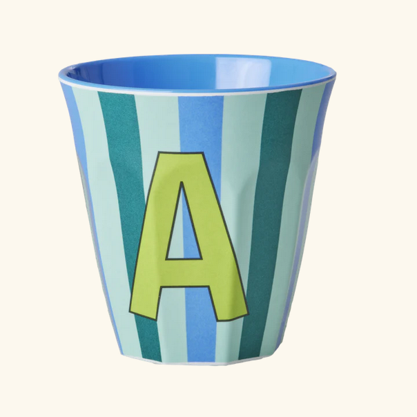 Mittelgroßer Becher - Blau - A - Stripes