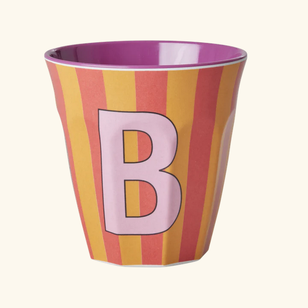 Mittelgroßer Becher - Orange - B - Stripes