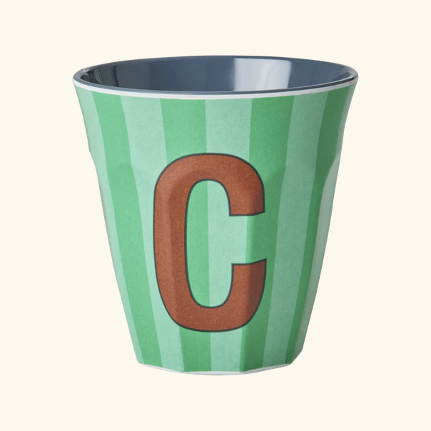 Mittelgroßer Becher - Grün - C - Stripes