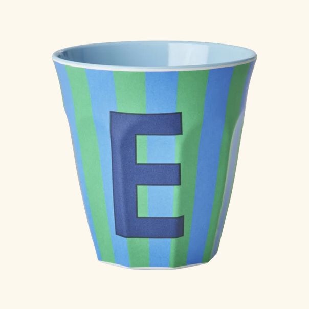 Mittelgroßer Becher - Blau - E - Stripes
