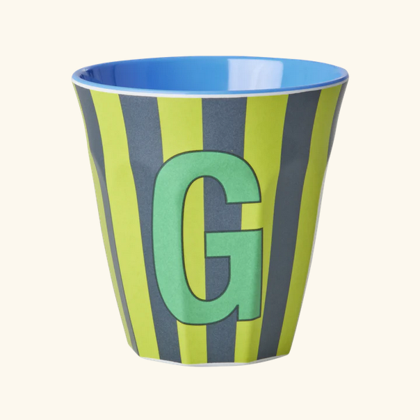 Mittelgroßer Becher - Grün - G - Stripes