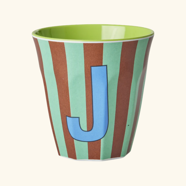 Mittelgroßer Becher - Mint - J - Stripes