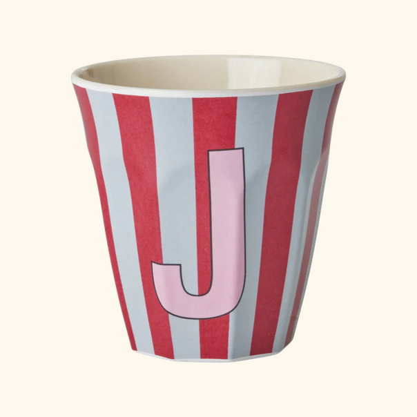 Mittelgroßer Becher - Rot - J - Stripes