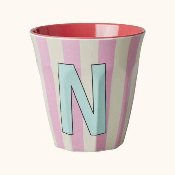 Mittelgroße Becher - Hellrosa - N - Stripes