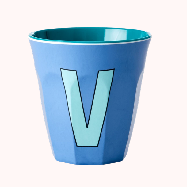 Lettre V grisbleu Tasse Melamim Medium