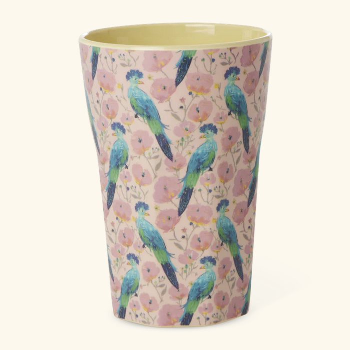 Großer Becher - Hellrosa - Exotic Bird Print
