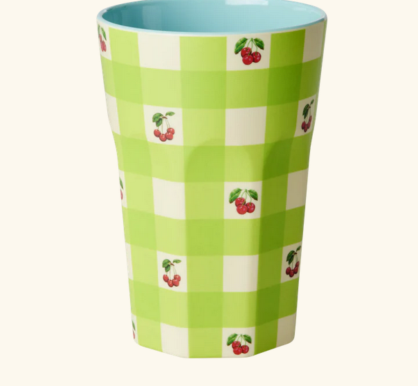 Großer Becher - Grün - Love Therapy Cherry Print