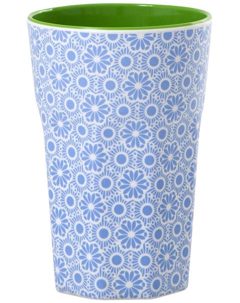 Melamine Cup with Marrakesh Print - Blue and White - Two Tone - Tall