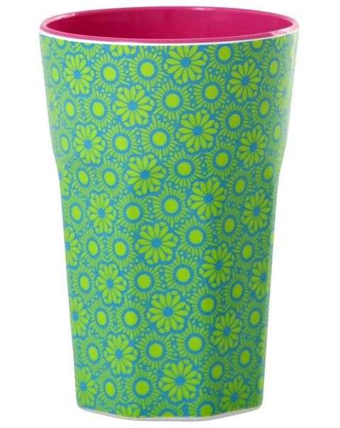 Melamine Cup with Marrakesh Print - Green and Turquoise - Two Tone - Tall