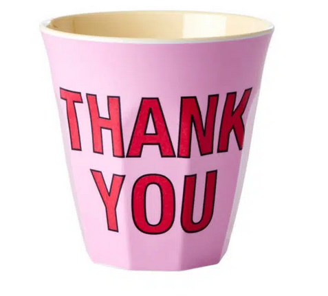 Rice Medium Melamin Becher „Thank you“ hellrosa