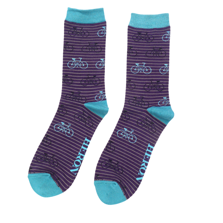 41 - 46 Mr.Men`s Bikes & Stripes Socks Purple