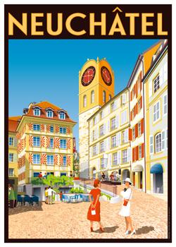 Postkarte Neuchâtel A6 Hotel Aubier