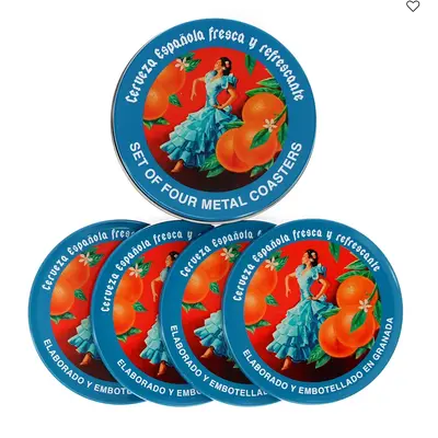 Untersetzter Metall Cerveza Espanola Set of 4