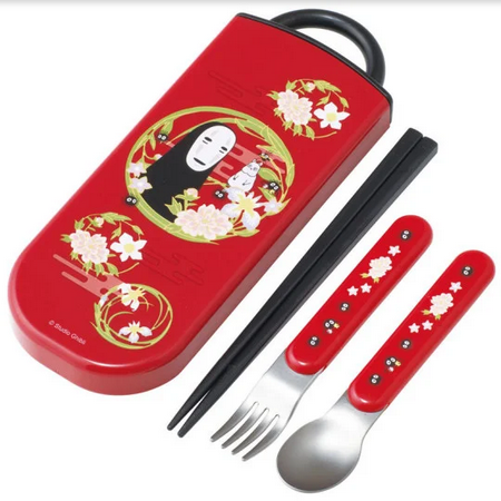 Set Essstäbchen Löffel Gabel No Face dunkelrot