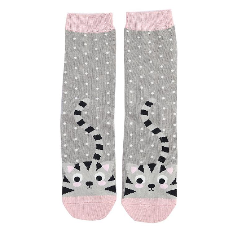 Kitty & Spots Socks Grey