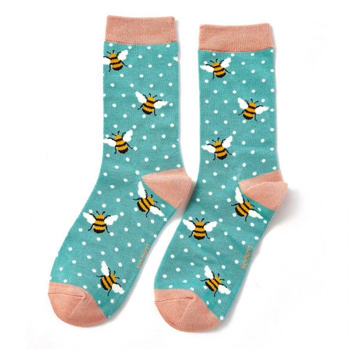 Bumble Bees Socks Turquoise