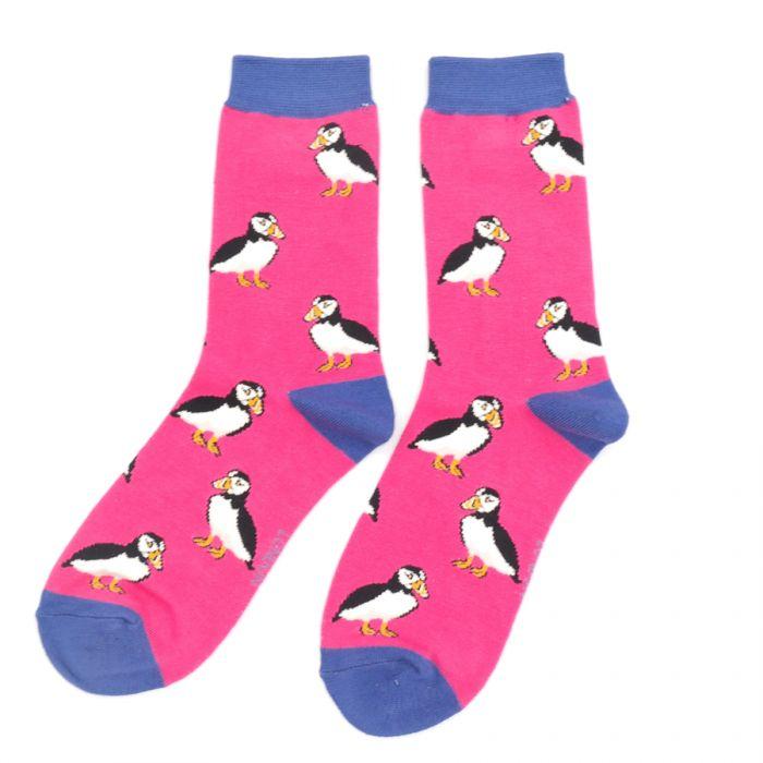Cute Puffin Socks Hot Pink
