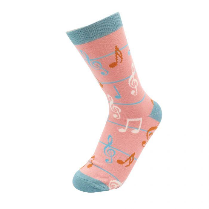 Multicolour Music Notes Socks Dusky Pink