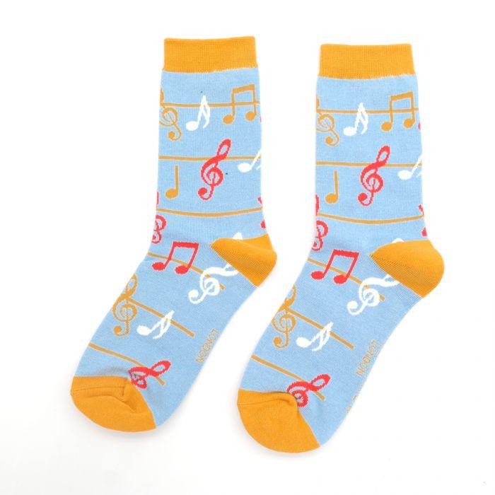 Multicolour Music Notes Socks Powder Blue