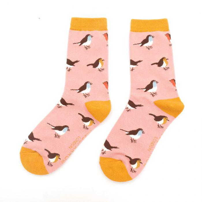 Multicolour Robins Socks Dusky Pink