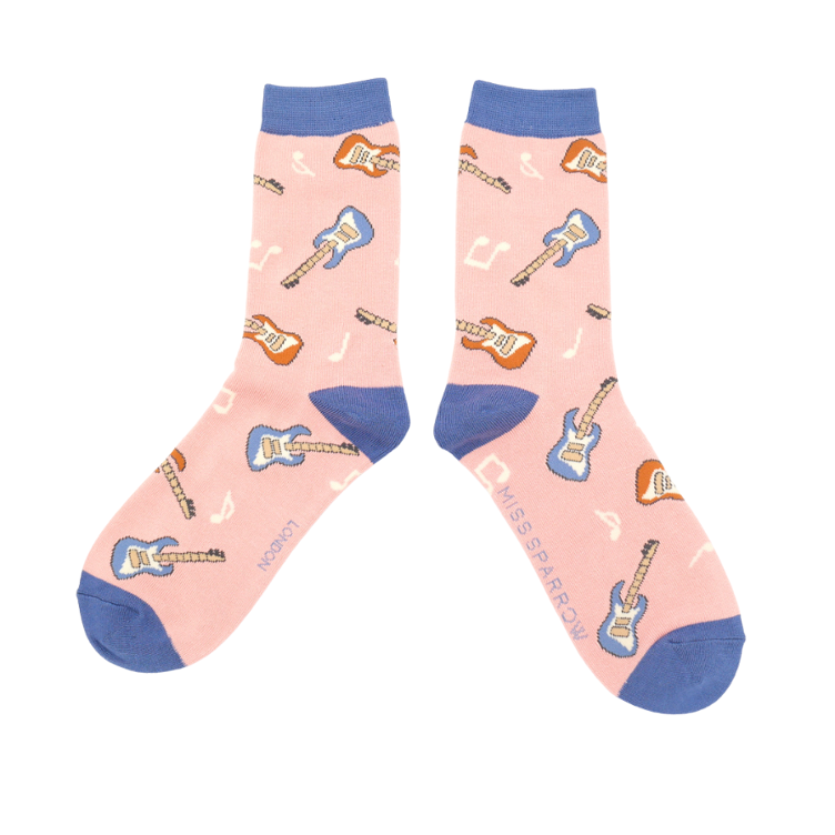 36--40 Miss Guitars Socks Dusky Pink